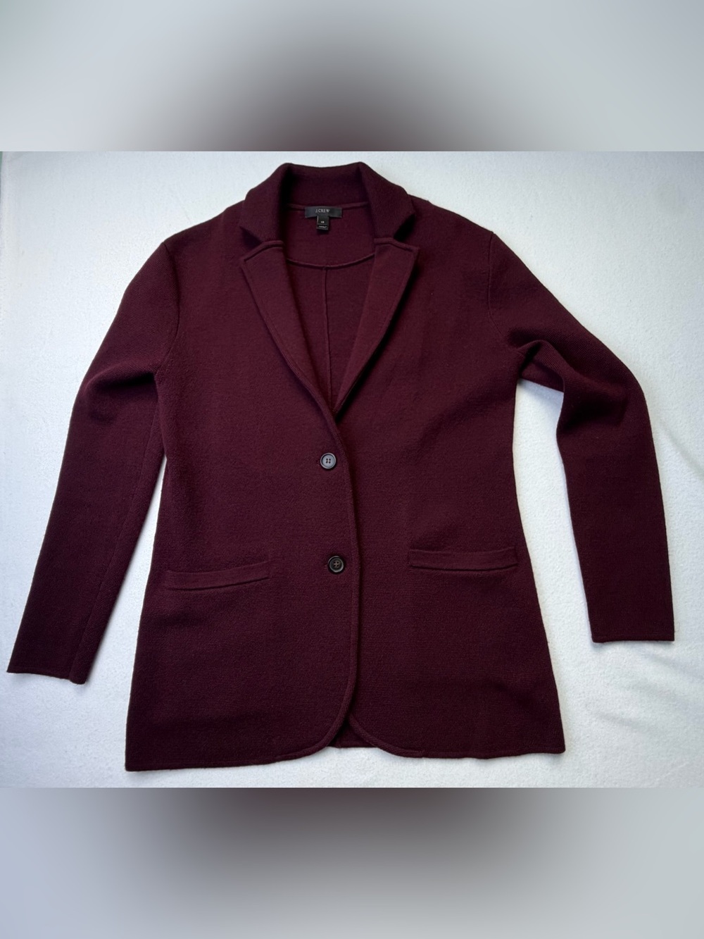 J. Crew Women's Deep Burgundy Knit Blazer 100% Merino Wool